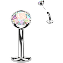 将图片加载到图库查看器，CZ Bezel Gem Titanium Threadless Floating Belly Ring
