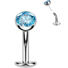 将图片加载到图库查看器，CZ Bezel Gem Titanium Threadless Floating Belly Ring
