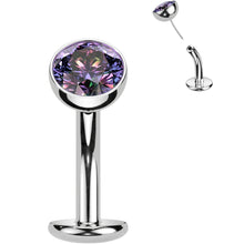 将图片加载到图库查看器，CZ Bezel Gem Titanium Threadless Floating Belly Ring
