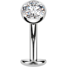 将图片加载到图库查看器，CZ Bezel Gem Titanium Threadless Floating Belly Ring
