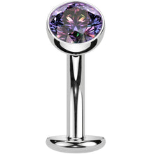 将图片加载到图库查看器，CZ Bezel Gem Titanium Threadless Floating Belly Ring
