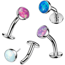Load image into Gallery viewer, Synthetic Opal Titanium Threadless Floating Belly Ring
