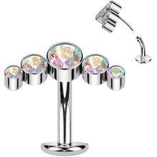 Load image into Gallery viewer, Cubic Zirconia Gem Titanium Curve Threadless Floating Belly Ring
