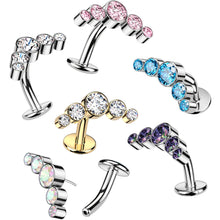 Load image into Gallery viewer, Cubic Zirconia Gem Titanium Curve Threadless Floating Belly Ring
