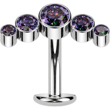 Load image into Gallery viewer, Cubic Zirconia Gem Titanium Curve Threadless Floating Belly Ring
