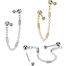 Load image into Gallery viewer, 18G 5/16 CZ Gem Cartilage Chain Earring Double Piercing
