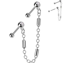 Load image into Gallery viewer, 18G 5/16 CZ Gem Cartilage Chain Earring Double Piercing
