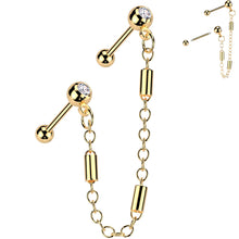 Load image into Gallery viewer, 18G 5/16 CZ Gem Cartilage Chain Earring Double Piercing
