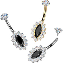 将图片加载到图库查看器，Implant Grade Titanium Internally Threaded Firey Oval Belly Ring
