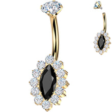 将图片加载到图库查看器，Implant Grade Titanium Internally Threaded Firey Oval Belly Ring
