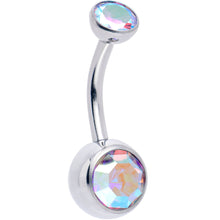 Load image into Gallery viewer, Double CZ Implant Grade Titanium Threadless Bezel Push In Belly Ring
