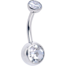 Load image into Gallery viewer, Double CZ Implant Grade Titanium Threadless Bezel Push In Belly Ring
