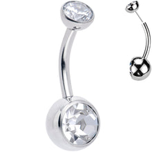 Load image into Gallery viewer, Double CZ Implant Grade Titanium Threadless Bezel Push In Belly Ring
