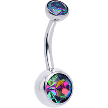 Load image into Gallery viewer, Double CZ Implant Grade Titanium Threadless Bezel Push In Belly Ring
