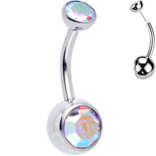 Load image into Gallery viewer, Double CZ Implant Grade Titanium Threadless Bezel Push In Belly Ring
