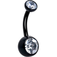 Load image into Gallery viewer, Double CZ Implant Grade Titanium Threadless Bezel Push In Belly Ring
