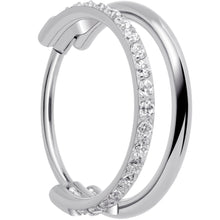 Load image into Gallery viewer, Single Row Micro Gem Implant Grade Titanium Hinged Double Hoop Nose Ring
