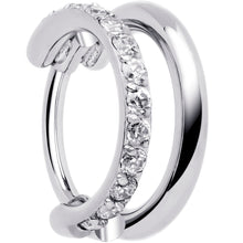 Load image into Gallery viewer, Single Row Micro Gem Implant Grade Titanium Hinged Double Hoop Nose Ring
