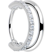 Load image into Gallery viewer, Single Row Micro Gem Implant Grade Titanium Hinged Double Hoop Nose Ring
