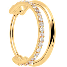 Load image into Gallery viewer, Single Row Micro Gem Implant Grade Titanium Hinged Double Hoop Nose Ring
