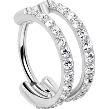 Load image into Gallery viewer, 20G Double Row Micro Gem Implant Grade Titanium Hinged Double Hoop Nose Ring
