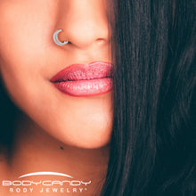 Load image into Gallery viewer, 20G Double Row Micro Gem Implant Grade Titanium Hinged Double Hoop Nose Ring
