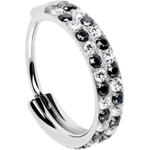Load image into Gallery viewer, 20G CZ Double Row Checkerboard Implant Grade Titanium Nose Hoop
