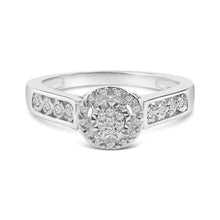 Load image into Gallery viewer, Sterling Silver Diamond Accent Round Cluster Halo Ring
