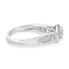 Load image into Gallery viewer, Sterling Silver Diamond Accent Round Cluster Halo Ring
