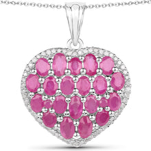 Load image into Gallery viewer, 5.00 Carat Genuine Ruby and White Diamond .925 Sterling Silver Pendant
