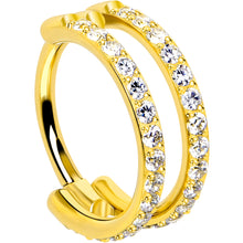 Load image into Gallery viewer, 18G Double Row Micro Gem Implant Grade Titanium Hinged Double Hoop Nose Ring
