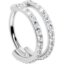 Load image into Gallery viewer, 18G Double Row Micro Gem Implant Grade Titanium Hinged Double Hoop Nose Ring
