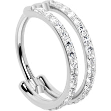 Load image into Gallery viewer, 18G Double Row Micro Gem Implant Grade Titanium Hinged Double Hoop Nose Ring
