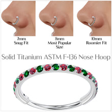 将图片加载到图库查看器，20G Micro Gem Titanium Hinged Nose Hoop - Christmas Nose Ring
