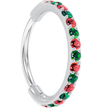将图片加载到图库查看器，20G Micro Gem Titanium Hinged Nose Hoop - Christmas Nose Ring
