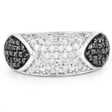 Load image into Gallery viewer, 0.99 Carat Genuine Black Diamond and White Diamond .925 Sterling Silver Ring
