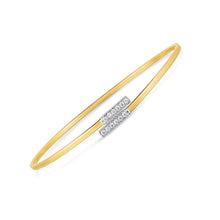 Load image into Gallery viewer, 14k Two Tone Gold Diamond Bypass Bar Bangle (2.00 mm)
