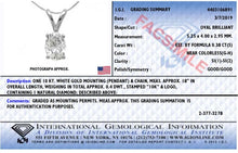 Load image into Gallery viewer, IGI Certified 10K White Gold 3/8 cttw Prong Set Diamond Oval Pendant Necklace (I-J Color, I1 Clarity) - Size 18"
