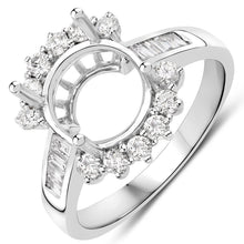 将图片加载到图库查看器，0.58 Carat Genuine White Diamond 14K White Gold Semi Mount Ring - holds 9.00mm Round Gemstone
