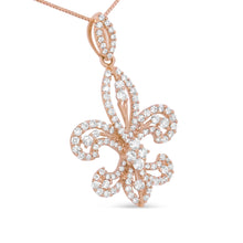 Load image into Gallery viewer, 14K Yellow Gold 1.00 Cttw Round Diamond Fleur De Lis 18" Pendant Necklace (H-I Color, SI2-I1 Clarity)
