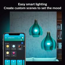 Load image into Gallery viewer, NEW Philips Hue Starter Kit: (3) E26 LED Smart Bulbs (75W) + Smart Button - Adjustable Color and Brightness, Voice Control, Easy Setup
