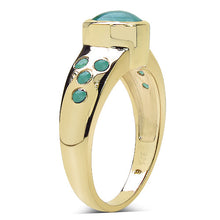Load image into Gallery viewer, 14K Yellow Gold Plated 1.55 Carat Genuine Emerald &amp; White Diamond .925 Sterling Silver Ring
