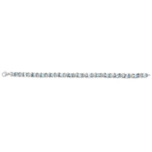 Load image into Gallery viewer, .925 Sterling Silver 16.0 Cttw Oval Blue Topaz and Diamond Accent Tennis X Link Bracelet (I-J Color, I1-I2 Clarity) - Size 7" Inch
