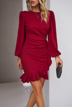 Load image into Gallery viewer, Elegant Black Ruffled Balloon Sleeve Mini Dress Luxury &amp; Playful Statement Piece Simple Dress

