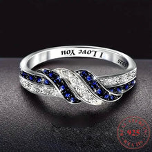 Load image into Gallery viewer, Sparkling Blue Cubic Zirconia Infinity Love Ring – 925 Sterling Silver
