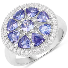 Load image into Gallery viewer, 2.26 Carat Genuine Tanzanite and White Topaz .925 Sterling Silver Ring
