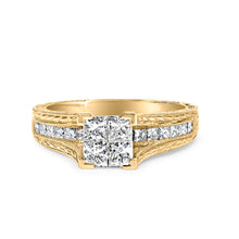 Load image into Gallery viewer, 14K Yellow Gold 1.0 Cttw Princess Composite Diamond Engagement Ring (G-H Color, VS1-VS2 Clarity) - Size 7
