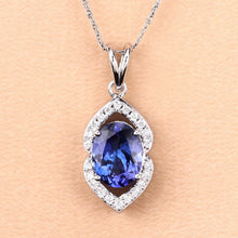 Load image into Gallery viewer, 2.44 Carat Genuine Tanzanite and White Diamond 14K White Gold Pendant
