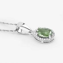 Load image into Gallery viewer, 1.27 Carat Genuine Green Tourmaline and White Diamond 14K White Gold Pendant
