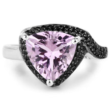 将图片加载到图库查看器，3.53 Carat Genuine Pink Amethyst and Black Spinel .925 Sterling Silver Ring
